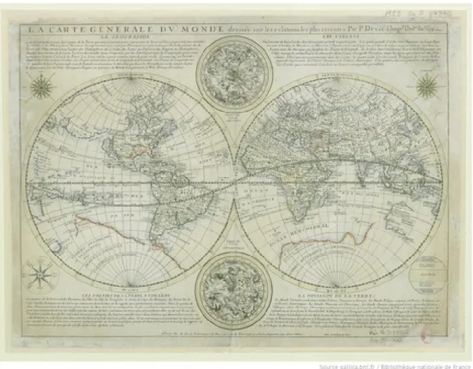 Fig. 9 : Pierre Duval, La carte générale du monde, Paris, chez Nicolas Berey, 1661, BNF, Cartes et