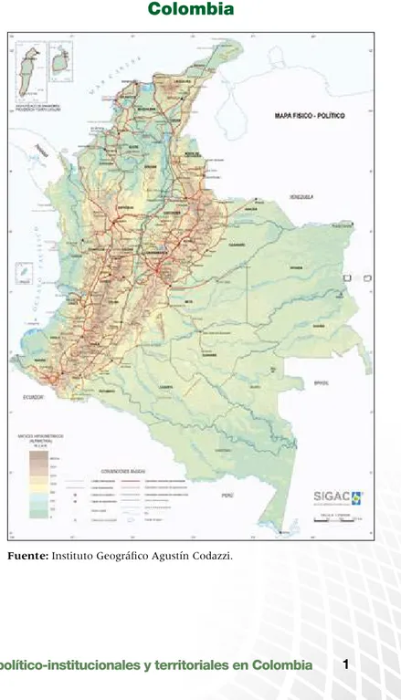 Figura 1. Mapa físico-político de  Colombia
