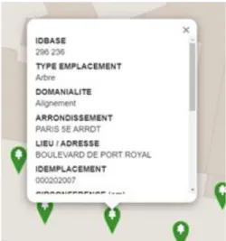 Figure 18 : Exemple de carte d’identité  informatique d’un arbre via l'application 