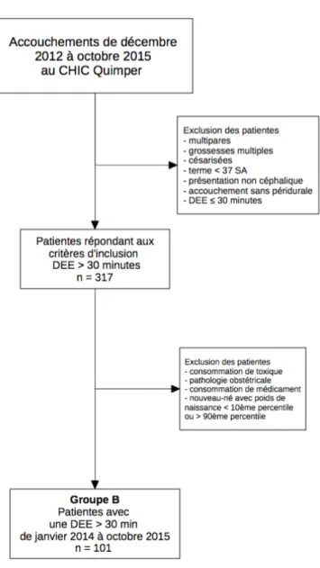 Figure 1 – Diagramme d’inclusion pour la population du groupe B 