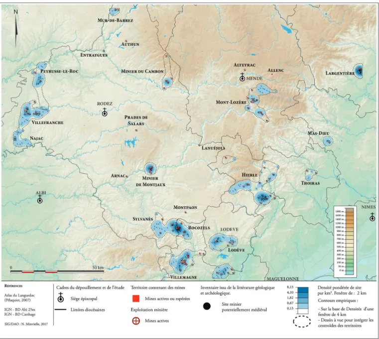 Fig. 3 - Les espaces miniers du Languedoc oriental. (DAO, N. Minvielle Larousse)