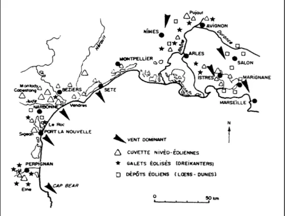 Fig. 1. Formations éoliennes en France méditerranéenne.  