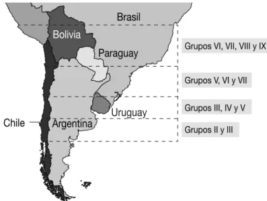 Figura 2.2. Distribución de los grupos de madurez de soja  para el Cono Sur.