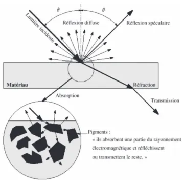 Figure 3 : Schéma des interactions lumière-matériau 
