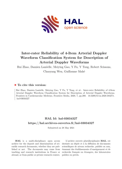 Inter Rater Reliability Of Item Arterial Doppler Waveform