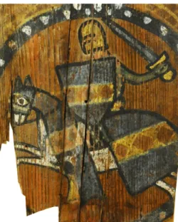 Fig. 4 : sceau de Roger IV, comte de Foix et vicomte de  Castelbon. 1241. L’écu des Castelbon est représenté à  droite