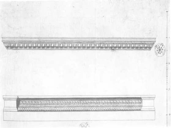 Fig.  3.  — -  Sarcophage  de  La  Gayole,  moulures  de  l'entablement,  Bibliothèque  Nationale,  Cahinetdes Estampes