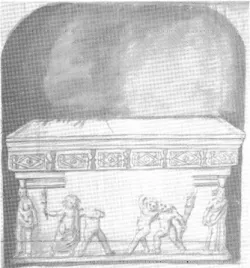 Fig.  9.  —  Sarcophage  de  La  Gayole,  l'ace  arrière,  partie 
