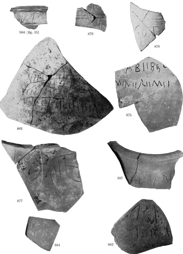 Fig. 2.  — Exemples d'écritures des graffîtes  de Peyrestortes (échelle 1  :  1). 