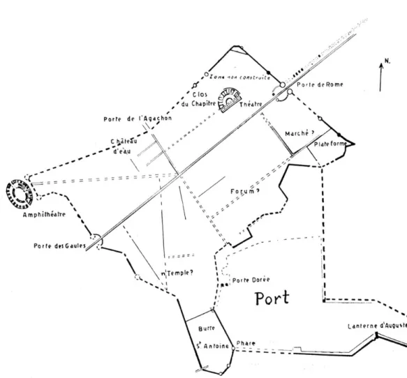Fig.  1.  Fréjus. La ville antique,  plan provisoire. 