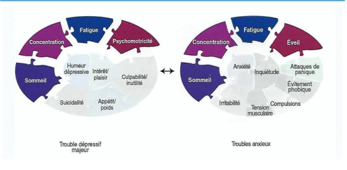 Figure 1 : Chevauchement du trouble dépressif majeur et des troubles anxieux 