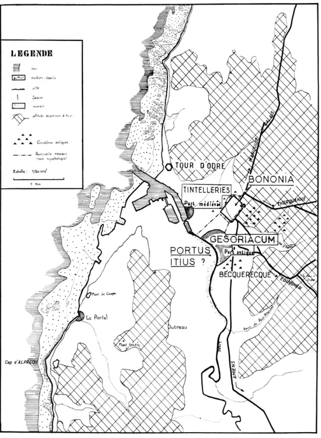 Fig.  3.  —  Le  site de  Gesoriacum-Bononia-Boulogne. 