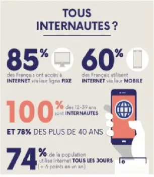 Figure 3 : Utilisation d'Internet en France en 2016 (Figure tirée de la source 25) 