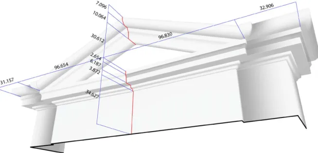 Fig. 16. Extraction of dimensions of the parts of the feature positioned on the point-cloud.