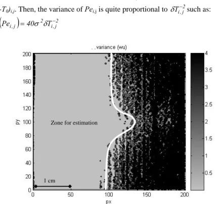 Figure 9: variance field related to the local estimation of Pe  i,j  or  δ T i − , j 2 