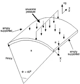 Fig. 1. The Ren laminated cylindrical shell panel.
