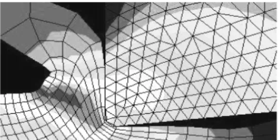 Fig. 7. Distribution of the temperatures in the cutting zone  (chip and tool) 