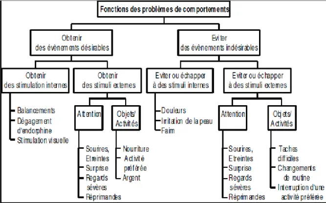 Figure 2. Fonctions des problèmes de comportements  (O’Neil et al, 1990, 1997)  