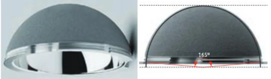 Figure  2 :  le  composant  acétabulaire :  cotyle  Durom®,  hémisphère  tronquée  avec  ailettes  circonférentielles 