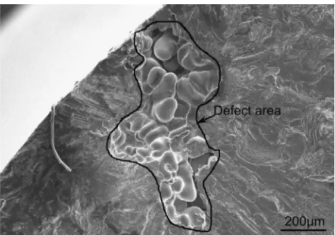 Fig. 7. Size measurement of a pore at the origin of the crack initiation.