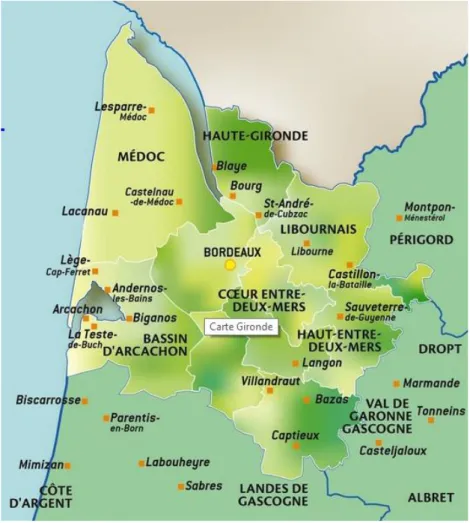 Figure 1 : Géographie de la Gironde. Source ING 2019 