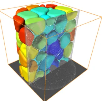 Fig. 10b. Section in the middle of the sample showing the interstitial volume between reconstructed beads (sections in white).
