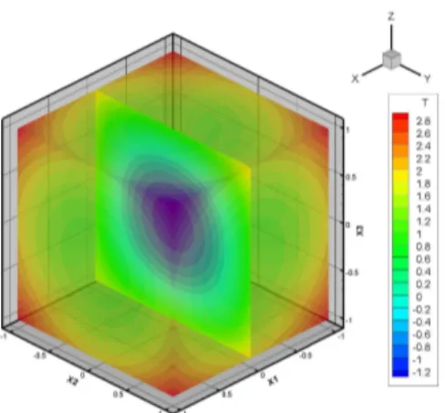 Figure 6: Solution obtained by the proposed technique for the problem with non-homogeneous boundary conditions in three