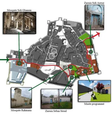 Figure 10. Circuit culturel et religieux  Crédits : Adjeroud Heythem 2016 