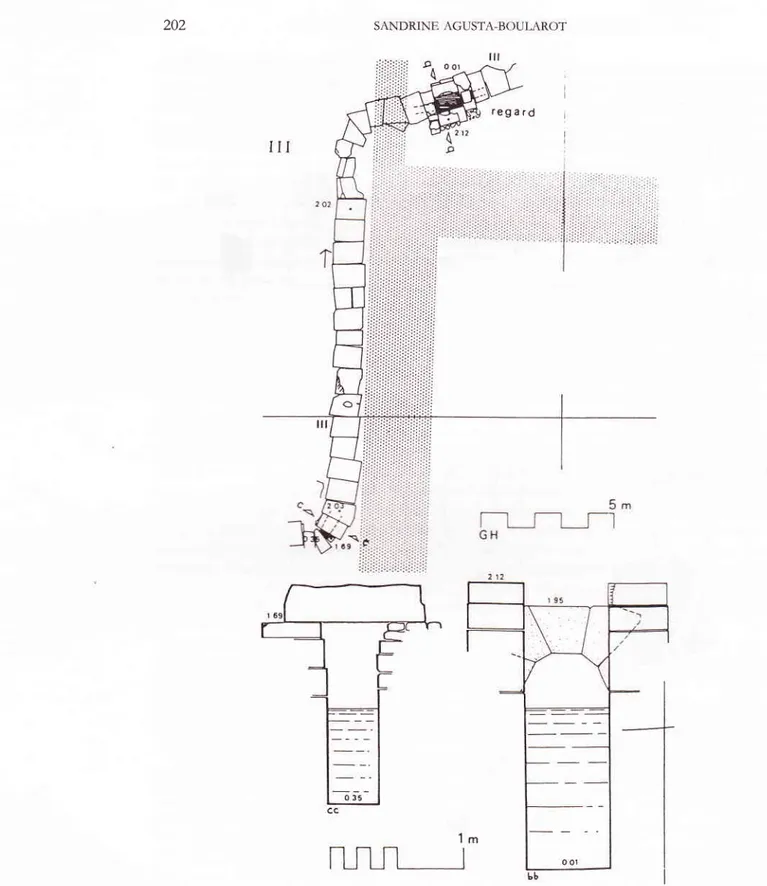 Fig.  15  -  Marseille (B.-du-Rh.), plan  et coupes  de  I'égout  III  de la Bourse  fi'  Guéry,  G