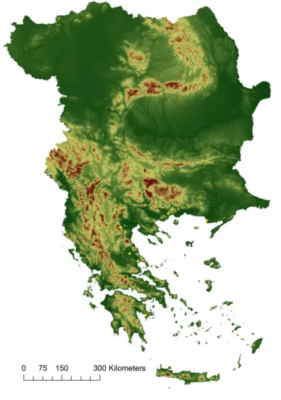 Figure 3.3 : Distribution géographique des sites archéologiques du Néolithique Ancien des Balkans selon leur périodisation typo-chronologique
