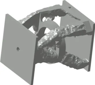 Figure 7b. Bâti optimisé par optimisation topologique dans  Altair Hypermesh. 