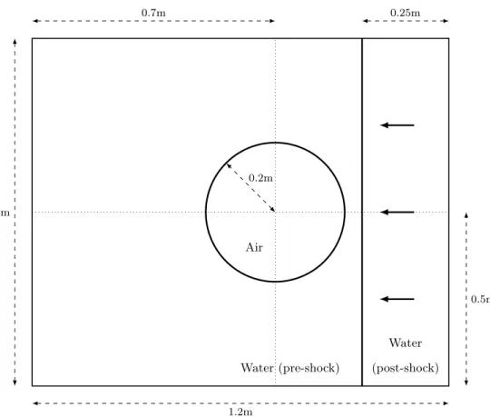 Figure 5: Sketch of a middle section of the 3D initial configuration for TC2