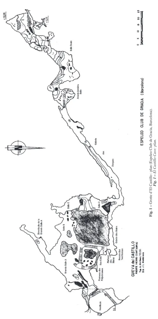 Fig. 1 – Grotte d’El Castillo : plan (Espeleo Club de Gracia, Barcelona). Fig. 1 – El Castillo Cave: plan.