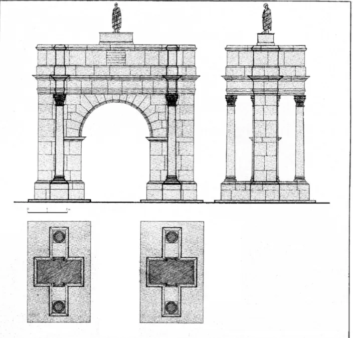 Figure 4 : Restitution en plan, de la façade principale nord et de la façade latérale ouest