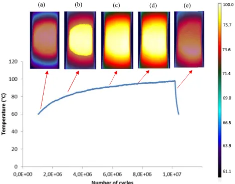 Fig. 7 shows the temperature ﬁ elds on the specimen surface obtained from infrared thermography for s a ¼s c ¼ 247 MPa (point A in Fig