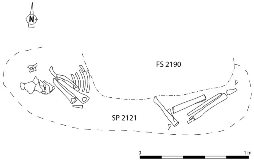 Fig. 2 – Plan de la partie conservée de la sépulture SP 2121.