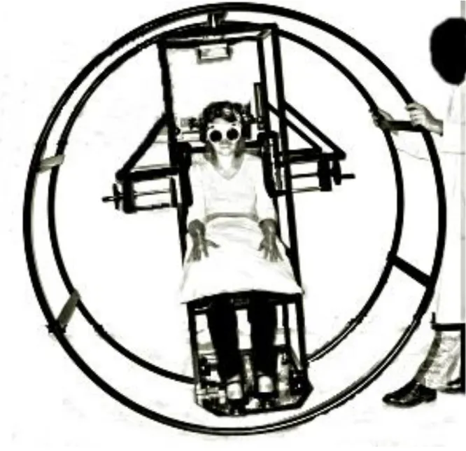 Figure 5: Measuring postural vertical with the wheel paradigm 