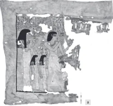 Fig. 3 – Linge funéraire (a) et Livre des Morts (b) de Senhotep   (inv. i fao  H61 et H62, © H).