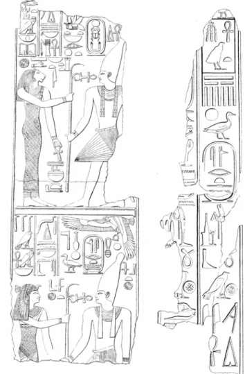 Fig. 5. Jambage de porte au nom de Sésostris I er  provenant de Coptos   (d’après W.M.Fl