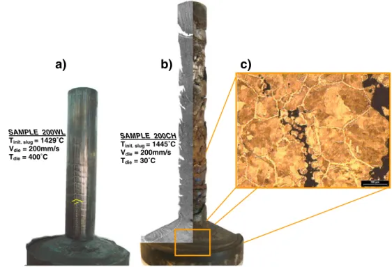 Fig. 12 Non-emerging intragranular cracks as flow defects during thixoforging