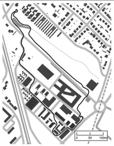 Fig. 2 Exemple de trace GPS d’une visite de Bottière-Chénaie (enquêté HN5) (cartographie : M