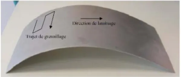 Fig. 1: example of a metal sheet laminated and deformed by shot peening 