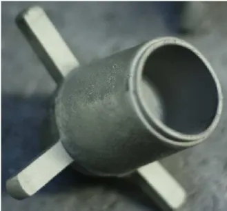 Figure 4: Thixoforged part at 1460°C in a heated die. 