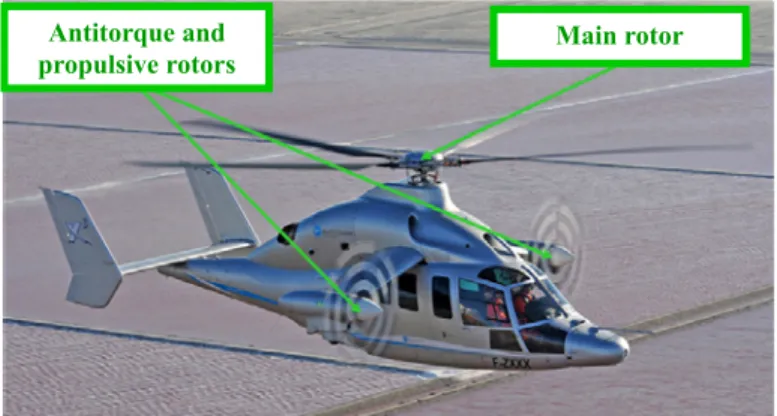 Figure 1: picture of the technology demonstrator X 3 Eurocopter has developed this hybrid aircraft in order to  improve the performance of helicopters