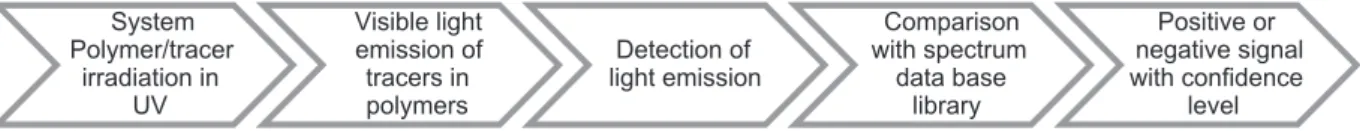 Fig. 2. Flow diagram of the detection of polymers marked with tracers.