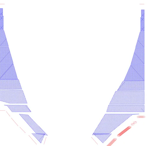 Fig. 12. 3D shape of the trawl optimized with SOT at 2% PR for a linear distribution of ﬁsh up to 6 m high.