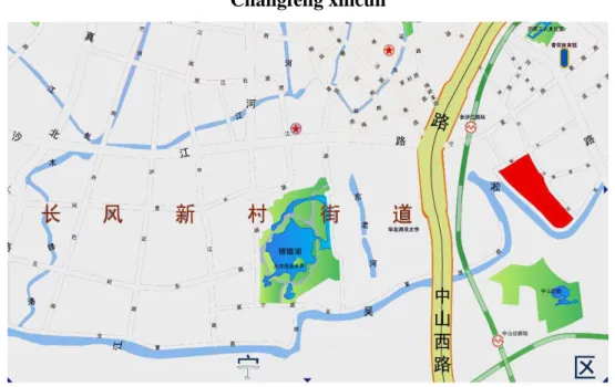 Figure 16 : Localisation du Yuanhenong sur le territoire de l’administration de la rue  Changfeng xincun 