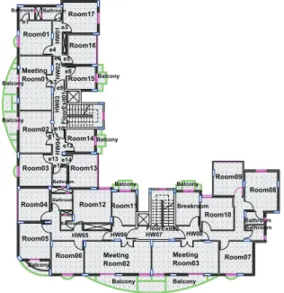 Figure 2. A ﬁne-grained graph of a ﬂoor plan: ﬁrst level of the hierarchical spatial data model