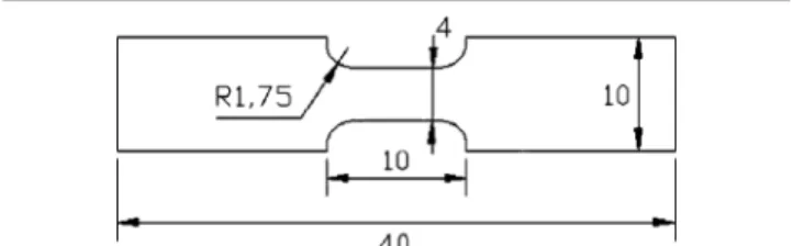 Fig. 1. Dog-bone-shaped specimen for tensile tests.