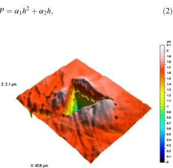 Fig 4. Zoomed 3D image of one indentation of the sample polished by grit paper 2,400.